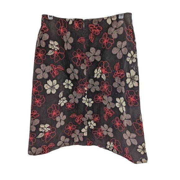 Hobbs Women Deep Purple Floral Print Pencil Cut Cotton Mini Skirt Size 10 - Picture 2 of 8